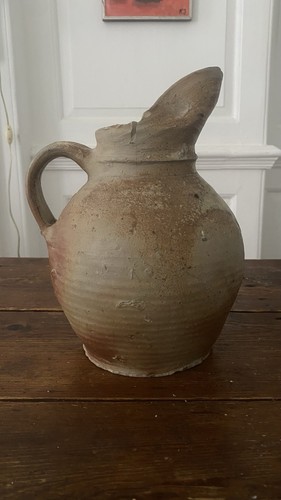 Antique french earthenware jug - antique,