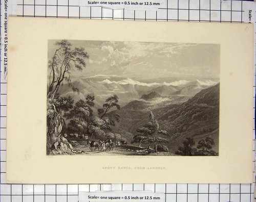 Old antique print snowy range - print,