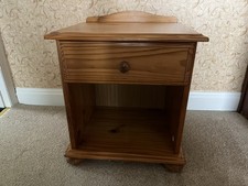 Retro Vintage Solid Wooden Pine Bedside Table Drawer Cabinet Shelf