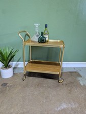 Vintage Gold Trolley Cocktail Drinks Tea Hostess Retro 2 Tier 
