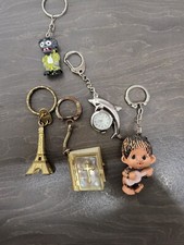 Keyring Bundle Vintage Modern chicaboo Monchhichi, dolphin, eiffel tower, bible.