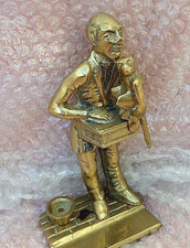 Antique Brass/bronze statue Gentleman with monkey &  musical organ rare example