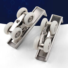 Stainless Steel 4 Wheels Hangers Roller Sliding Door Closet Hardware Kit 1 Pair