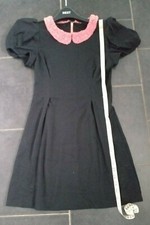 New without Tag - Black Short Sleeve Skater Style Dress, Pink Collar Detail