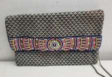 Primark Shoulder Clutch Bag Metal Chain Colorful Beads & Crystals