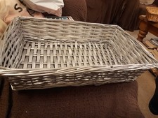 Shallow Wicker Basket Oblong Storage