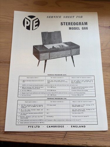 Vintage service sheet pye - vintage,