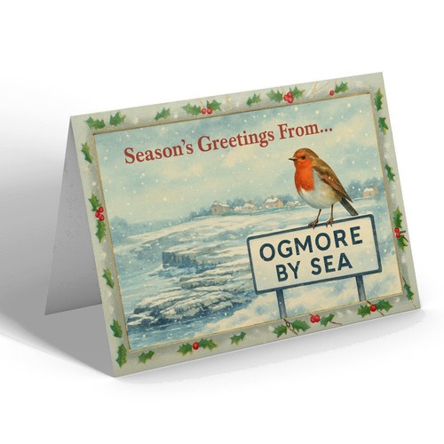 Xmas notelet ogmore sea - xmas,