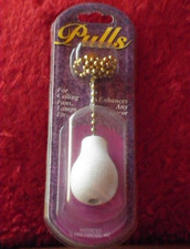 VINTAGE PULL CHAIN 8" LAMP FAN NEW WHITE WOOD BULB BRASS RUSTIC NOS REPLACEMENT