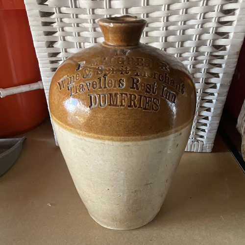 Stoneware advertising jar - stoneware,