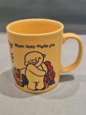 Vintage 1994 Trebor Bassetts Jelly Babies The World Wobbled Yellow Ceramic Mug