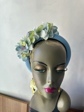 Blue Flowered Padded Headpiece