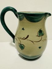 Vintage EJA Zwick Bo Sweden Pottery Jug Hand Painted Green & Cream Scandinavian