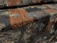 Taffeta Faux Silk Fabric, Per Metre - Metallic Floral Patchwork - Copper & Ebony