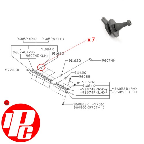Genuine side pin clips - 7x,