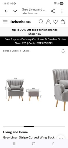 Grey debenhams armchair with - grey,