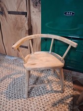 Vintage Childs Chair, Wooden, Bow Back