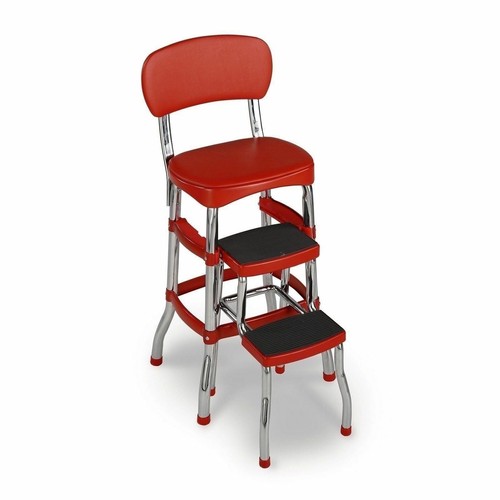 Red folding step stool - stool, kitchen
