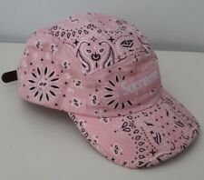 SS21 Supreme Bandana camp cap pink hat cotton chino twill leather strap closure 