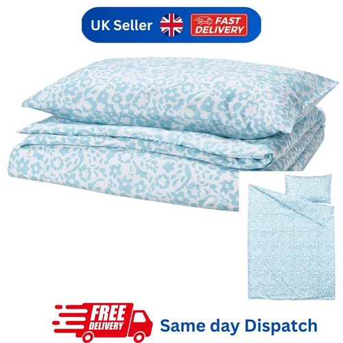 Ikea white blue floral duvet - floral,