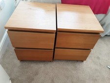 IKEA Malm Oak Bedside Table Stand 2 Drawer 40 x 55 x 48cm (set of 2).