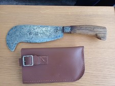 VINTAGE BRADES 8 INCH BILLHOOK Axe & HANDMADE SHEATH Sympathetically Restored
