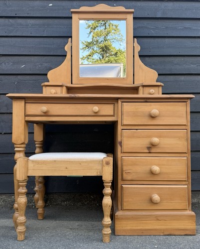 Waxed pine dressing table - waxed,