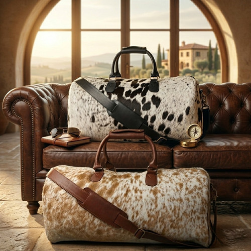 Leather travel duffle - gym, bag