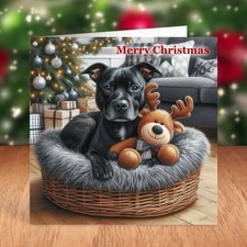 Staffordshire Bull Terrier Dog Christmas Card, Staffie