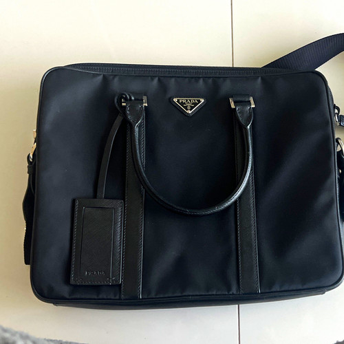 Prada black nylon 13in laptop - nylon,