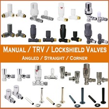 Thermostatic TRV Manual Lockshield Radiator Valves Angled/Straight/Corner Pair