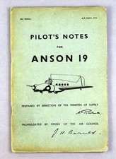 AVRO ANSON 19 PILOTS NOTES VINTAGE ORIGINAL 1949 RAF
