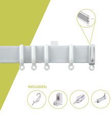 NewEdgeBlinds White PVC Streamlined Curtain Track Rail Set Suits Windows & Doors