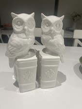 Owl White Bookends Urban Trends Ceramic Owl on Book Base Bookend