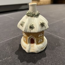 Antique Staffordshire Pottery Pastille Burner In The Form Of A Thatched Cottage