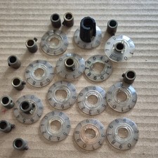 Lot 13 Vintage 1970s Sound City  knob Skirts Clear Silver 1" Amp Knobs Spares