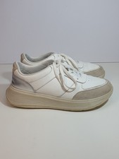 FitFlop Womens F-Mode White Leather Flatform Comfort Trainers Shoes Size 6 UK