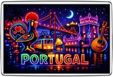 Portugal Lisbon Neon Skyline