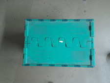 QTY 5 Schoeller Allibert Stackable Container,Interlocked Lids, Strong, Green