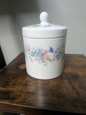 Wedgwood Bone China “Angela” Lidded Jar / Trinket Pot Floral Design 12 cm High