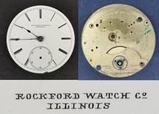 rare large 18s pocket watch movement Rockford Watch Co. illinois key wind 15j