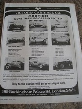 VICTORIA CARRIAGE CO AUCTION 300 CARS LONDON CAR SALES  1978 ADVERT A4 FILE 52