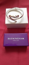 BUCKINGHAM JEWELLERY BRACELET, HINGED, SILVER TONE, WITH BOX