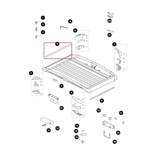 Thule cover strip slot - cover, t-slot