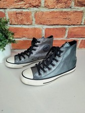 Women's Converse All Star silver glitter leather high top trainers UK 4 boots
