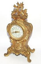 MINIATURE Antique Rococo Gilt Bronze Bracket Mantel Clock CLEANED & SERVICED
