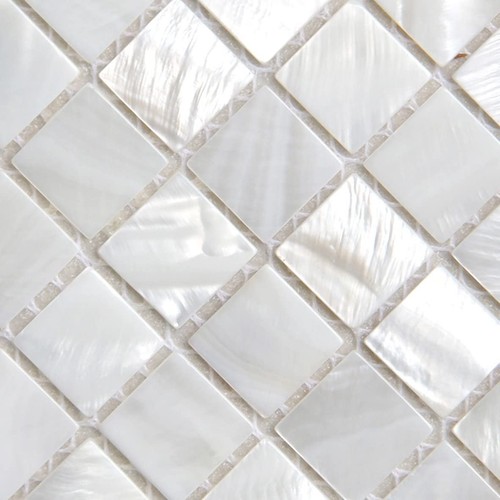 White square shell mosaic - square,