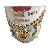 Vintage Porcelain Souvenir Tea Cup-Present from Brighton-Made in Germany-1890-VG