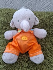 RARE RETIRED MOTHERCARE HUMPHREYS CORNER PLUSH BLUE ELEPHANT IN ORANGE DUNGAREES