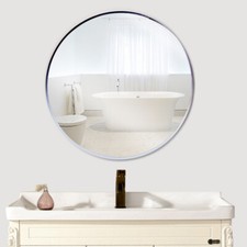 Large Round Glass Mirror Metal
